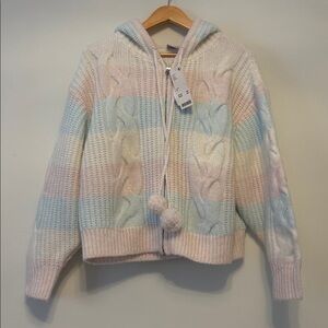 URBAN OUTFITTERS HOODED ZIP FRONT SWEATER- medium NWT